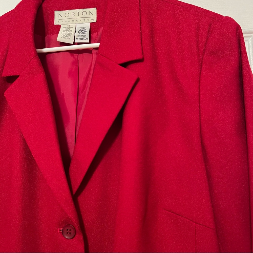 Wool Red Blazer Women's Size 18 Vintage Norton McNaughton Jacket